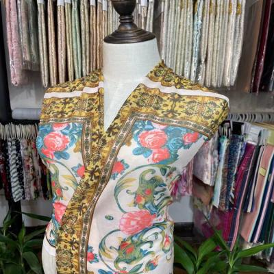 China Low Price Other Placement Flower 95gsm Polyester Span Mesh Digital Printed Mesh Fabric For Women's Dress for sale