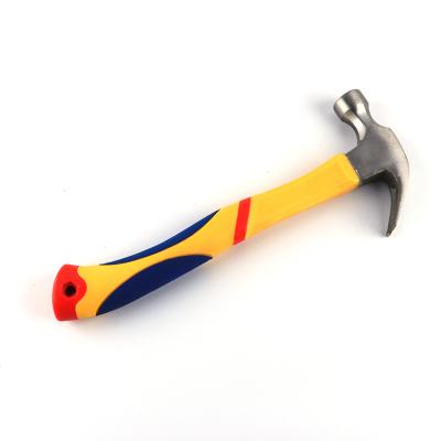 China Yellow Red And Blue Straight Claw Hammer With Plastic Handle Polished Surface for sale