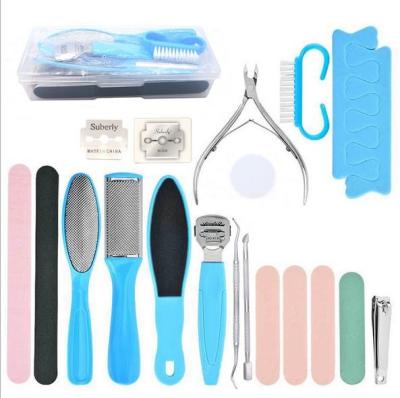 China Finger Nail+foot Nail Pedicure Kit Professional Pedicure Tools Set 18 in 1 Foot Care Set Stainless Steel Foot Rasp Foot Dead Skin Remover for sale