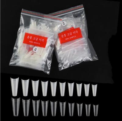 China DIY Nail Art Clear Acrylic Nail Tips French Coffin Shaped Ballerina Nail Tips Half Cover Fake Nails 500pcs for sale