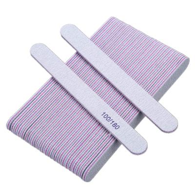 China Double Sandpaper 100/180 Grit Nail File for Professional Emery Boards Nail File Manicure Double Sided Acrylic Nails Tools for sale