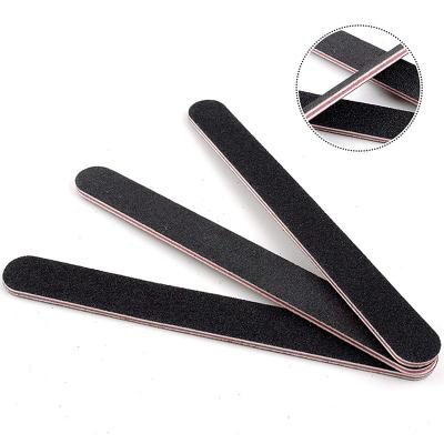 China Professional Sandpaper Nail Folder Double Double Sided 100/180 Grit Nail File Emery Board Black Manicure Tool and Nail Damping Folder for sale