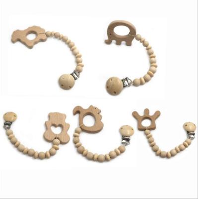 China DIY BPA Free Wooden Baby Teether Beads Pacifier Chain Clip for sale