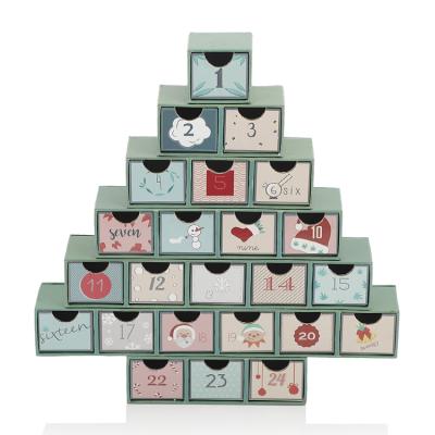 China Wholesale Recyclable Recyclable Christmas Paper Box Cardboard Drawers Cosmetics Packaging Boxes Custom Printing Biodegradable Advent Calendar for sale