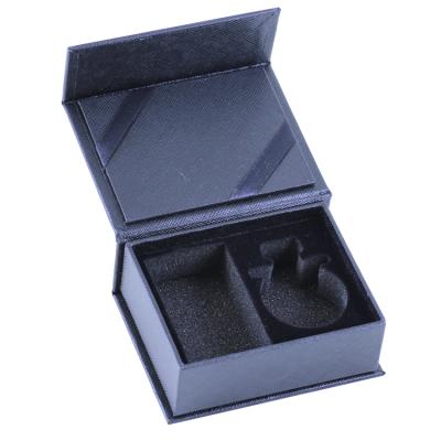 China Logo Cosmetics Perfume Recyclable Custom Rigid Paper Gift Box Insert Foam Magnet Flap Gift Box Lid Black Cardboard for sale