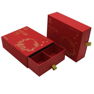 China Custom Logo Luxury Cardboard Paper Chocolate Gift Packaging Drawer Recyclable Custom Box Hard Sliding Cover With Ribbon for sale