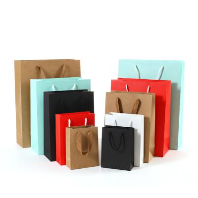 China Wholesale Recyclable Brown Kraft Gift Craft Shopping White Paper Bag With Your Own Logo For Ribbon Handles for sale