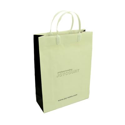 China Custom Luxury Warm White Recyclable OEM Art Coated Paper Bag With pp Rope Plastic Handle From Recyclable Paper Bags Manufacturer for sale