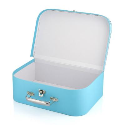 China Wholesale Custom Recyclable Travel Suitcase Foldable Cardboard Kids Toy Storage Box With Metal Handle for sale