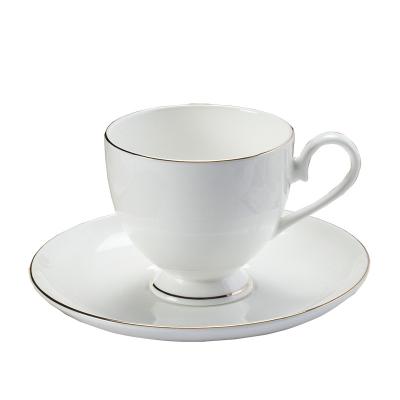 China Viable European Gold Rim Bone China Cup Coffee Cup Saucer Set Gift Coffee Cup Can Be Customized Logo for sale