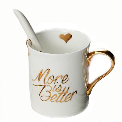 China Modern Creative Water Cup Soft Bone China Handle Gold Coffee Mug Home Coffee Mug Customizable LOGO for sale