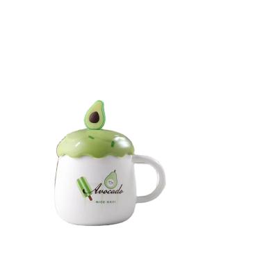 China Modern cute creative cartoon gift mug avocado personality daily custom advertising coffee mug for sale