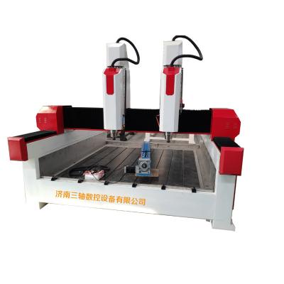 China Garment Shops Double Heads / Spindles CNC Stone Cutting Machine / Mirtels Stone Engraving Machines for sale