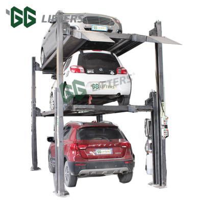 China Double Post Four Car Parking Lift Parking 3 Level Solution For 3 Car Stacker Lift for sale