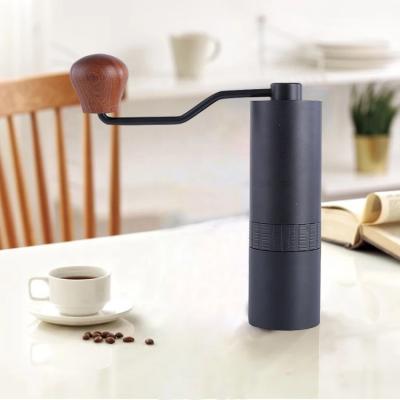 China Who respects the environment. Easy Camping Handheld Eco-Friendly Wooden Handle Mini Comandante Metal Conical Flat Grind Manual Coffee Grinder Black for sale