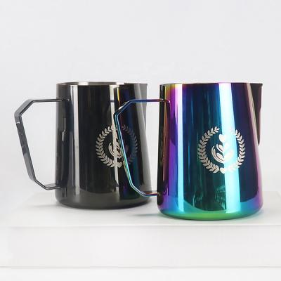 China Custom Viable 350ml 450ml 600ml Bartender Gallon Frothing Pitcher Latte Art Froth Stainless Steel Metal Coffee Milk Jug Set for sale