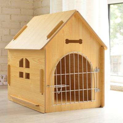 China Eco-Friendly Breathable Portable Wood House Wooden Dog House End Crate Pet Wire Dog Kennel with Pet Bed Furniture, Medium and Large for sale