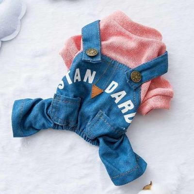 China Drop Shipping Sustainable Dog Clothes Costumes , Pet Jean Overalls Clothes Pet Fashion Pants Dog Halloween Costume for sale