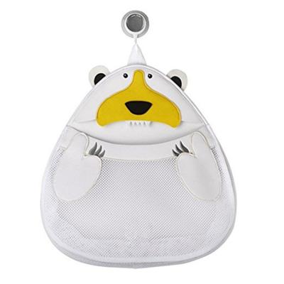 China Design Viable Animal Bath Toy Organizer Hanging Mesh Bag With Suction Cup Hooks Multi-pockets For Storage Toy Organizer Mesh Net Bag for sale