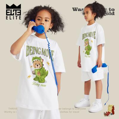 China EILTE Breathable Print Spring Graphic Summer Loose Fit T Shirts Kid Tshirts 305gsm Cotton 100% Vintage Casual T-Shirt For Boys Girls for sale