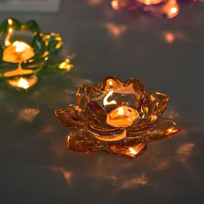 China European price concessions factory direct sales cheap glass votive crystal candlesticks lotus items candle holders for sale