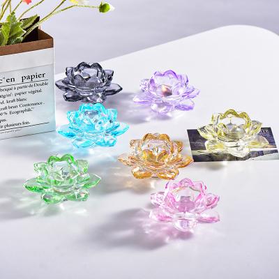 China European Style Decoration Crystal Glass Lotus Tea Light Wholesale Wedding Candle Holder for sale