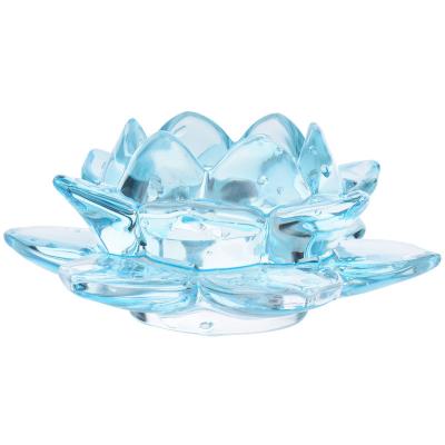 China European style wholesale variety of color home decoration lotus clear glass crystal candle holder for sale