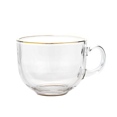 China Hot Selling Stocked Heat Resistant Clear Breakfast Milk Glass Coffee Mug With Handle for sale