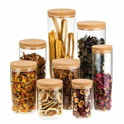 China Factory Supply High Freshness Retention High Quality Borosilicate Glass Sealed Transparent Jar With Cork for sale