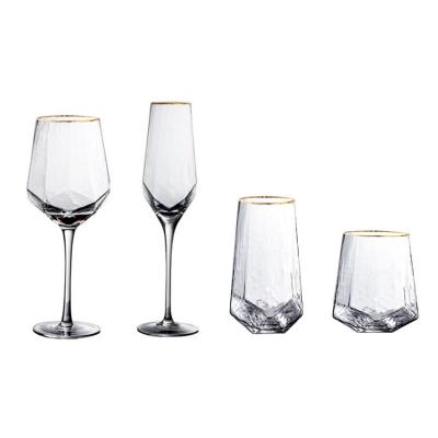 China CLASSIC gold rim wedding decorated drinking glass/champagne glass set for sale