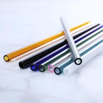 China Bar Hotel Restaurant Colorful Glass Juice Straw Transparent Home Heat Resistant Creative Colorful Straw for sale