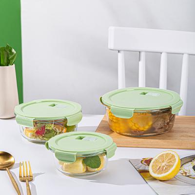 China Sale Stocked Like Hot Cakes Eco-Friendly Glass Food Container With Lid Microwavable Glass Lunch Container Lunch Container Sets for sale