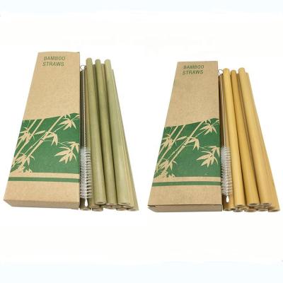 China Sustainable Natural Bamboo Reusable Drinking Straws With Case + Clean Brush Straws Bar Eco-Friendly Bamboo Tools for sale