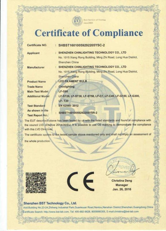 CE - Shenzhen Chinlighting Technology Co., Ltd.