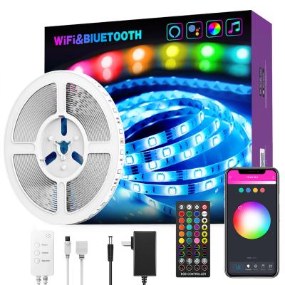 China Decoration Lighting LED Light Strips Bluetooth WIFI Controller Flexible RGB 5050 Decoration Backlight Lamp Night Light String For Bedroom for sale