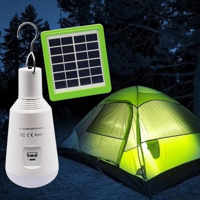 China 5V LED 7W USB Portable Solar Light Lamp Portable LED Bulb Outdoor Tent/Indoor Solar Powered Rechargeable Travel Camping Garden Light for sale