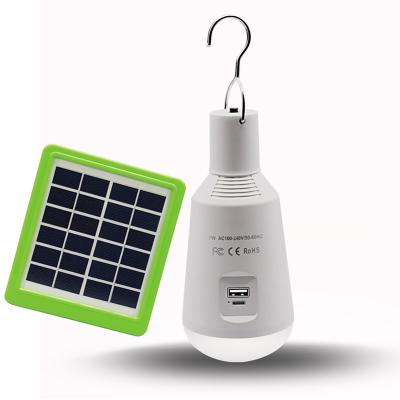 China Portable Solar LED Solar Light Bulb with Outdoor Panel Remote Control Indoor Waterproof Emergency Lamp Bulb Hook Plastic Tent Lantern for sale