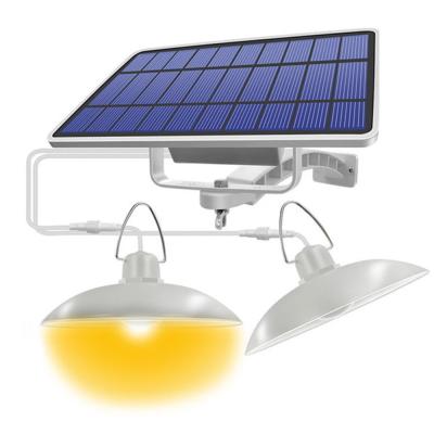 China Garden LED Solar Pendant Light Solar Power Indoor Outdoor Lamp With Line Bulb Cast Light Lighting For Garden Yard Double Head Lamp for sale