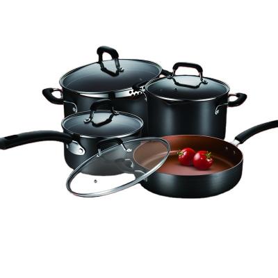 China Sustainable ASD 8pcs Cookware Sets Kitchenware Hard Anodized Cookware Sets Cooking Pot Set for sale