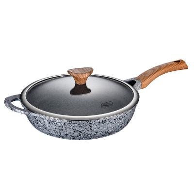 China Asd Wholesale CLASSIC Matrix 28cm Granite Nonstick Pan Cookware Cast Aluminum Deep Frying Pan Cooking Set for sale