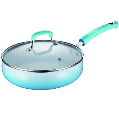 China Asd 26cm Modern Modern Aluminum Enamel Aluminum Frying Pan Non Stick Fry Panwith Glass Lid for sale