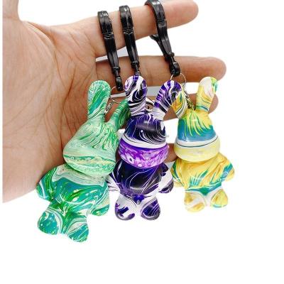 China China Best Selling Creative Liquid Cute Rabbit Bear Key Chain Diy Liquid Figures In Wholesale for sale