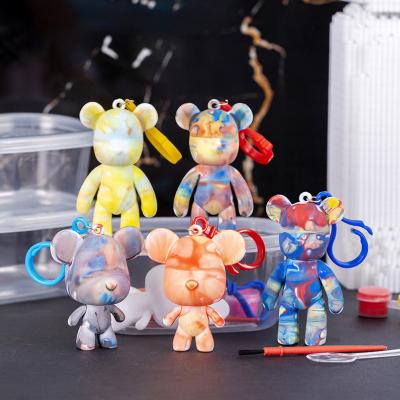 China China Kids Cute Liquid Bear DIY Kit Keychain Customized Fluid Painting Bear Crafts Sets for sale