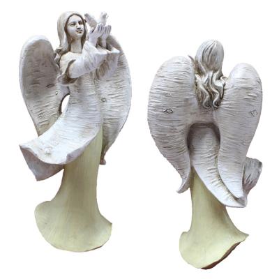 China New European Bark Angel Ornaments Resin Garden Wings Girl Statue Outdoor Garden Ornaments Wholesale for sale