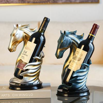 China Hot Selling Europe Horse Wine Bottle Rack Holder Resin Crafts For Creative Animal Statue for sale