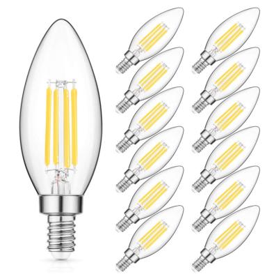 China In door  Daylight White for 4000K  5000K no Flicker E12 Bulbs C35/B10  Candelabra Base candle led filament bulb for sale