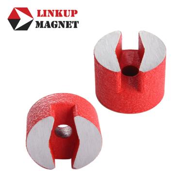 China Industrial Magnet Red Paint Alnico Button Magnet Red Alnico 5 Holding Magnet for sale