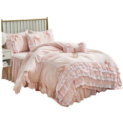 China Factory Nondisposable Professional Bedspreads Bed Skirt Set King Size Cotton 4 Piece Bedding Set for sale