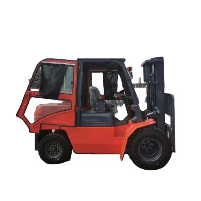 China Hotels closed cabin 5000 kg diesel forklift 4.7m forklift for sale