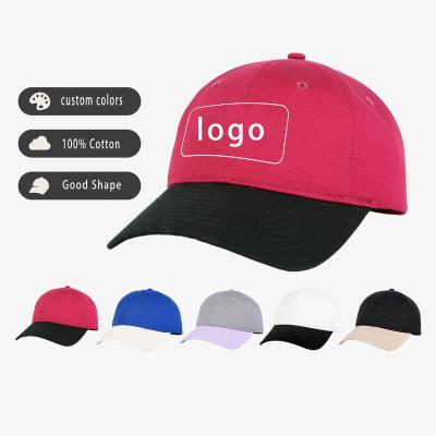 China COMMON 100% Cotton Embroidery Rubber Patch 6 Twill 5 Panel Baseball cap Sports dad hat in 2-tone color with customize logo a frame cap for sale